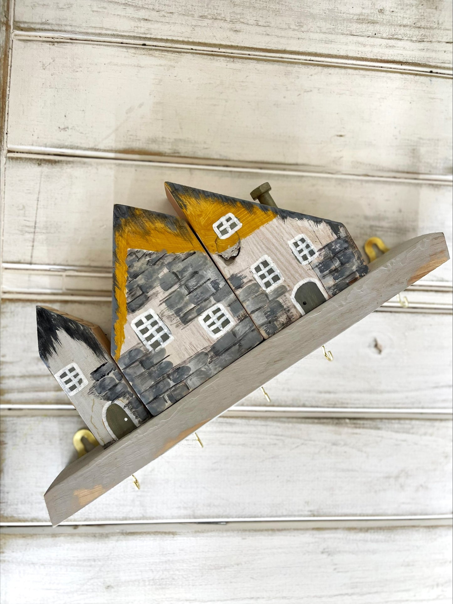 Hand painted Vintage Village Wall-Mounted Key Holder