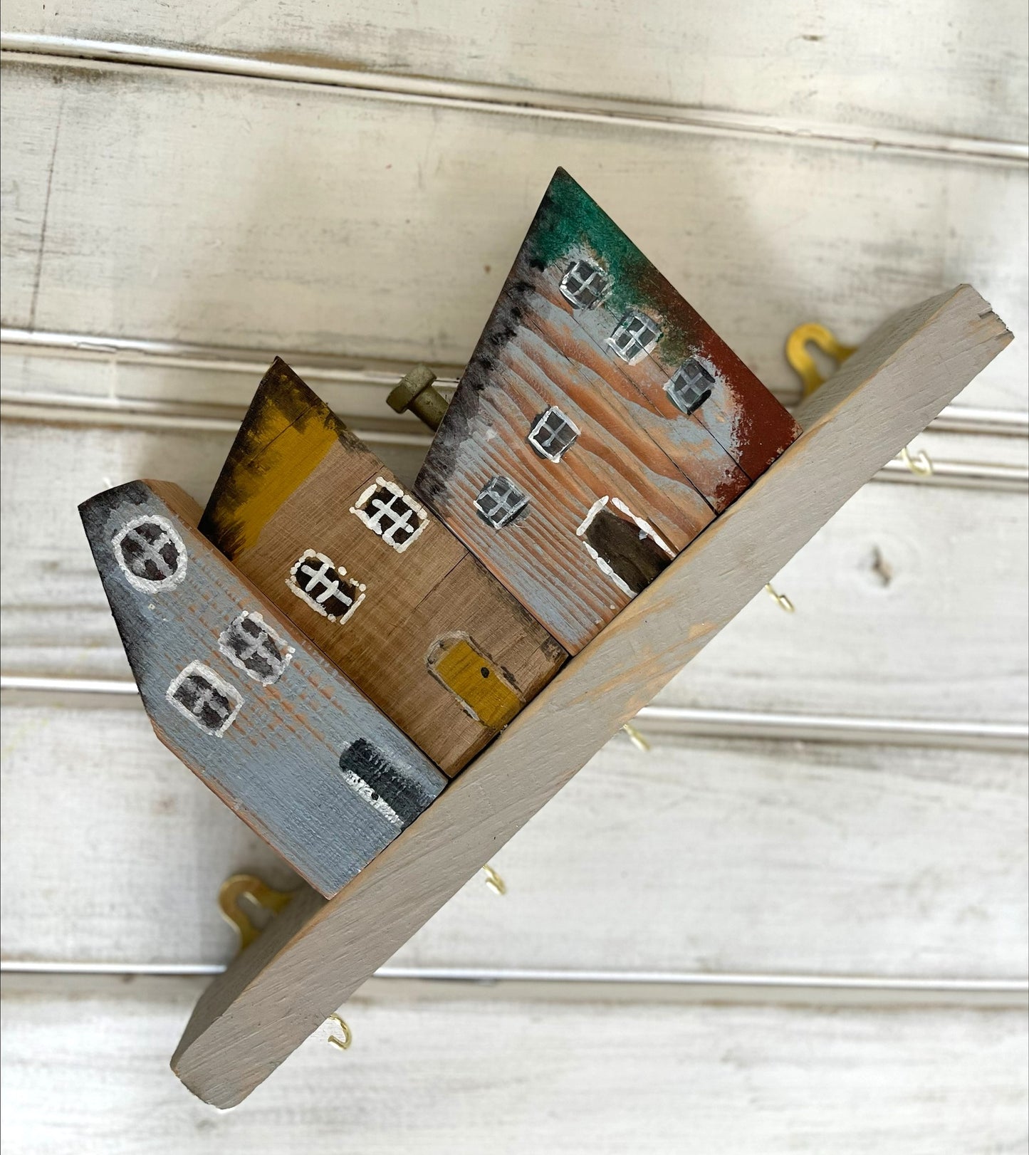 Hand painted Vintage Village Wall-Mounted Key Holder