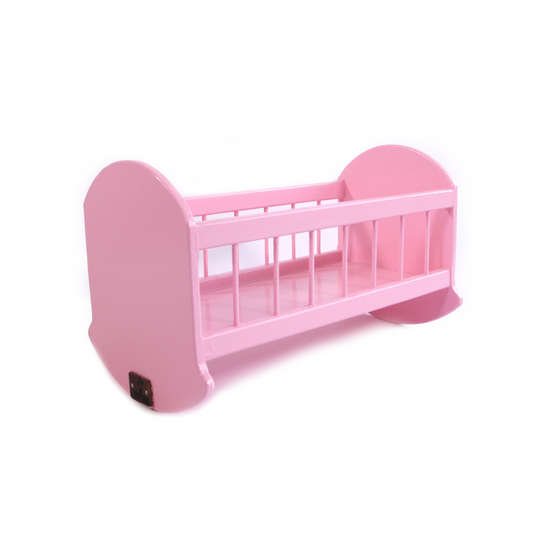 Pink coloured dolls cradle 